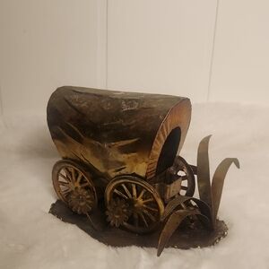 Vintage Copper Covered Wagon Sculpture. Westerern  Collectible